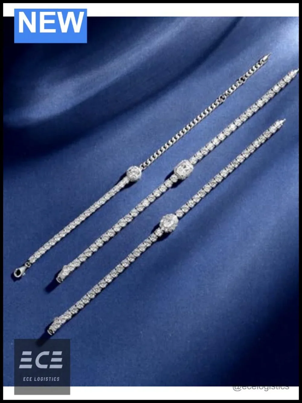 Sterling Silver Curb Chain Tennis Bracelet Cubic Zirconia Adjustable 7.87 Inch
